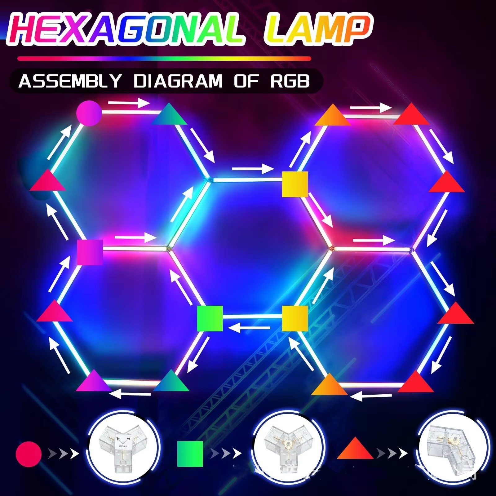 RGB Hexagon LED Lights with Re - Home Gym Neon Sign 评论和价格