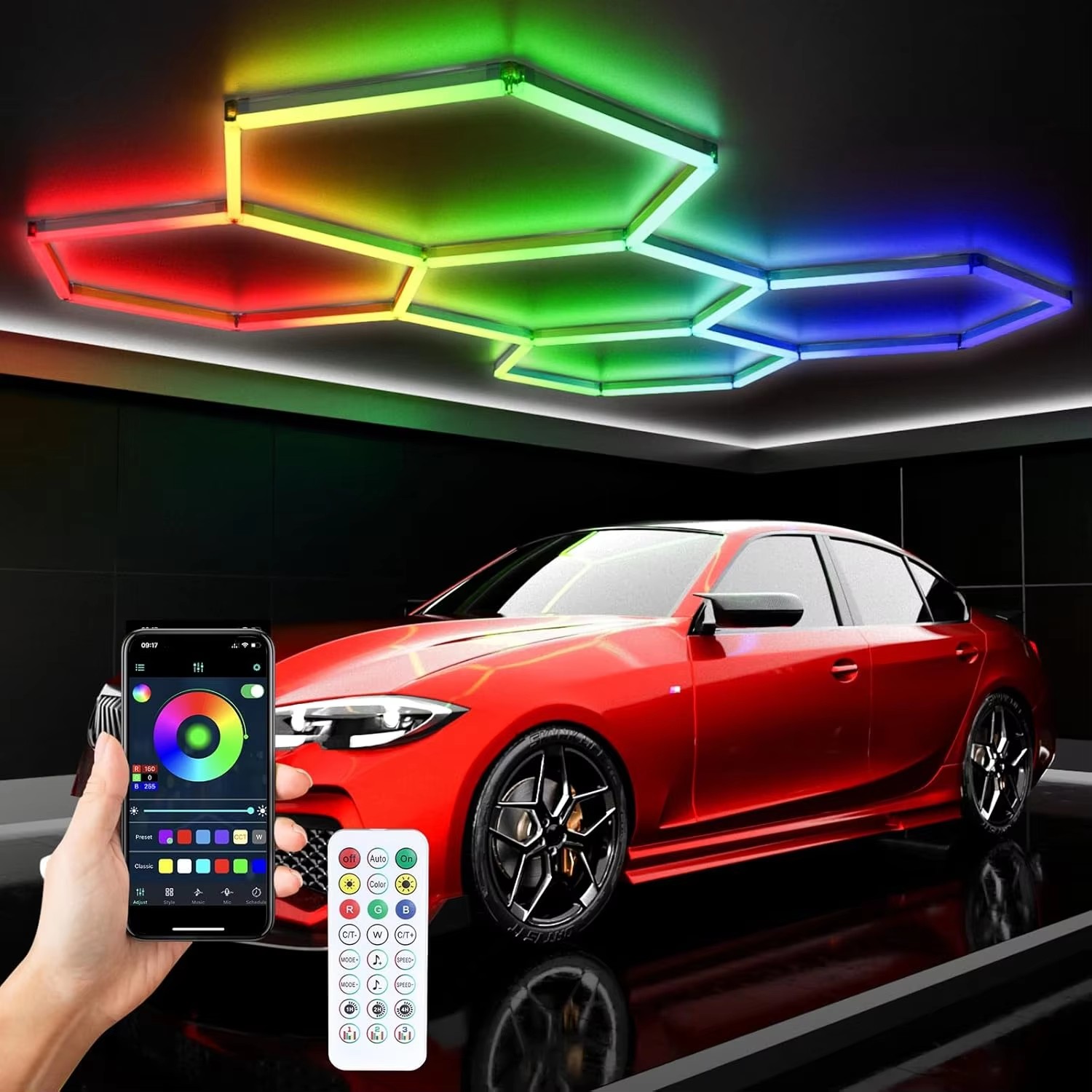 RGB Hexagon LED Lights with Re - Home Gym Neon Sign 评论和价格