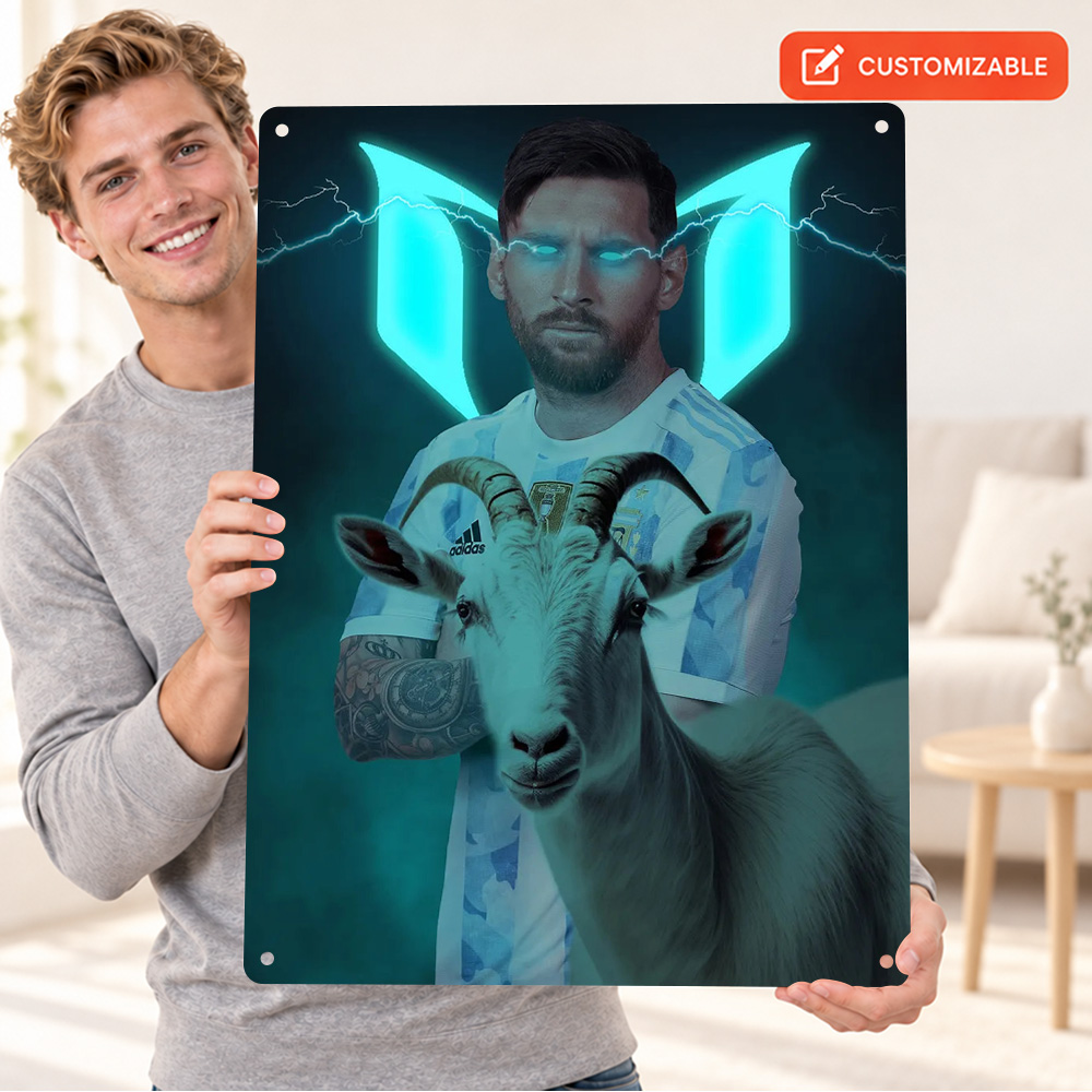 Lionel Messi With GOAT Shadow  - Home Gym Neon Sign 评论和价格