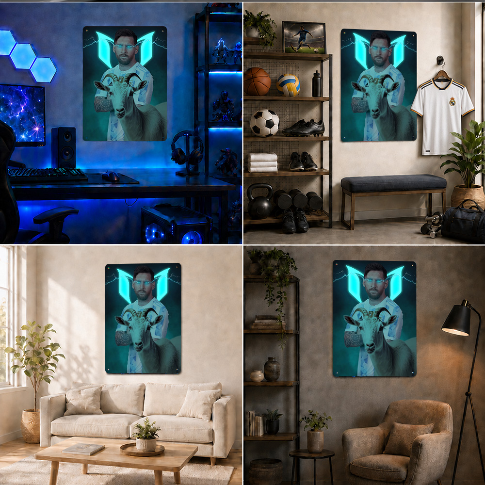 Lionel Messi With GOAT Shadow  - Home Gym Neon Sign 评论和价格
